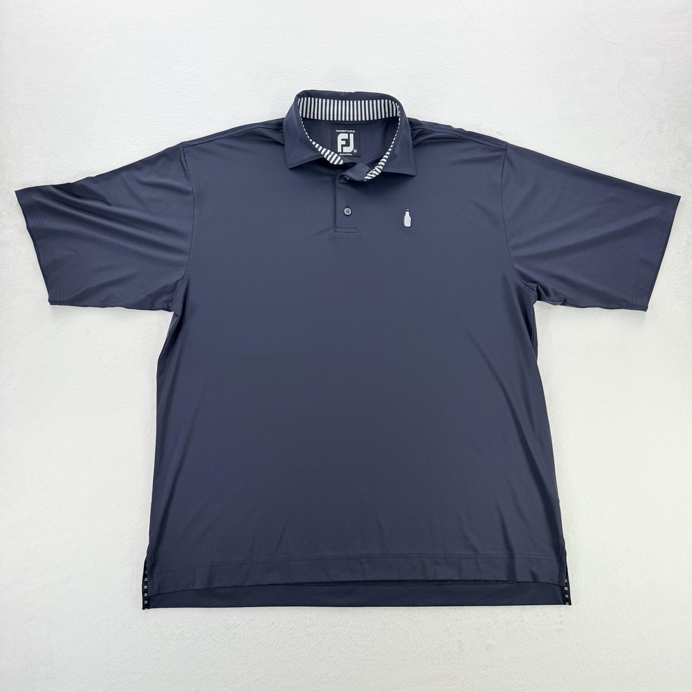 FootJoy Polo Shirt Mens XL Blue ProDry Lisle Bottle Logo Golf Performance
